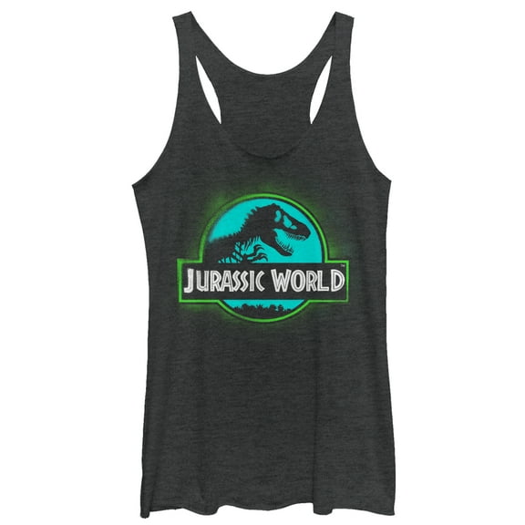 Women's Jurassic World: Fallen Kingdom T. Rex Spray Paint Logo Racerback Tank Top Black Heather Large