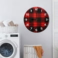 thumbnail image 7 of ZXCXRQFa Red Plaid Round Wood Wall Clock, 10 Inch Battery Operated Analog Quiet Desk Clock for Home,Kitchen,Office,School,Bathroom, 7 of 7