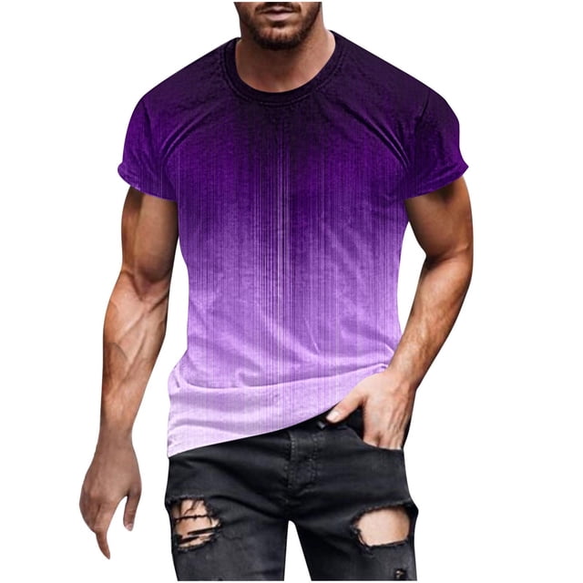 Camisetas de Manga Larga para Hombres Imprimir Camiseta de Cuello Redondo, Top de Manga Corta Casual para la Primavera Y el Verano