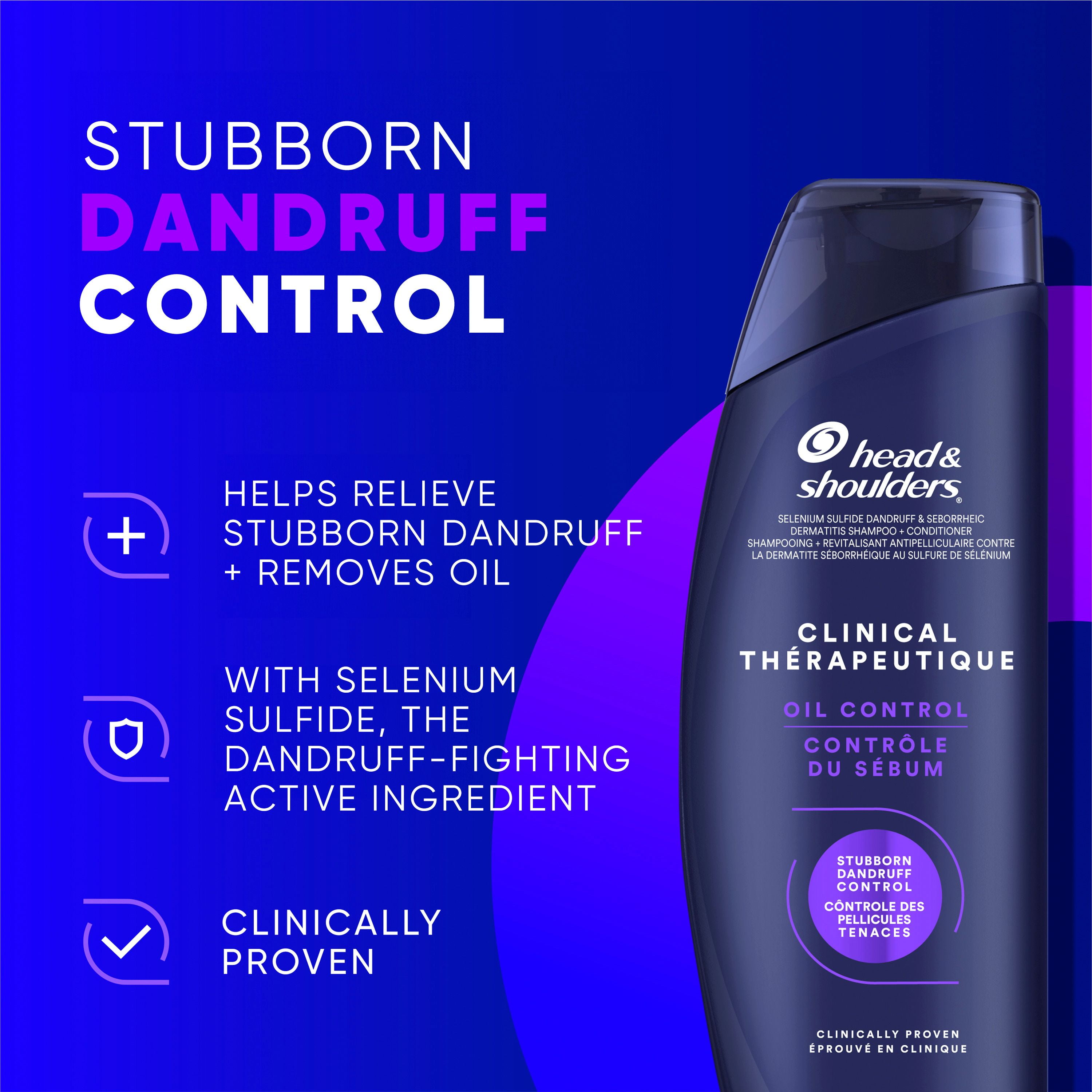 Head & Shoulders Défense Clinique contre les Pellicules + Shampooing Avancé de Contrôle du Sébum 400 ml