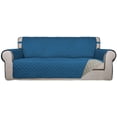 thumbnail image 1 of Housse de Sofa Matelassée Réversible, Protège-Meubles Résistant à l'Eau, Housse de Canapé Lavable avec Mousse Antidérapante et Sangles Élastiques pour Enfants, Animaux (Sofa, Bleu Paon/beige), 1 of 7