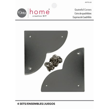 Dritz Smooth Quatrefoil Corners, Large, 3 Pack, Nickel