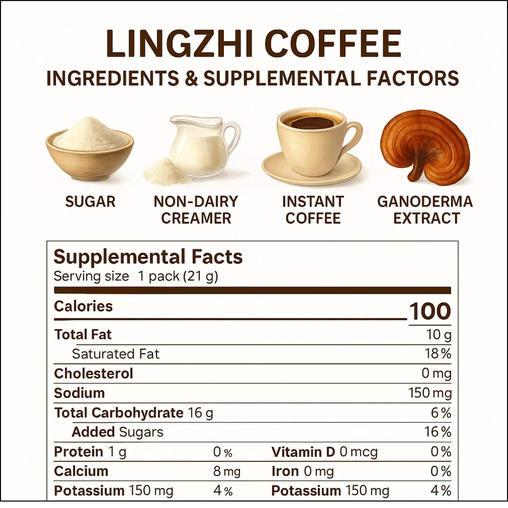 DXN Lingzhi Black Coffee - 20 Sachets, Sugar-Free, Rich Coffee With Lingzhi Extract