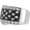 thumbnail image 4 of Sterling Silver Rhodium Black & White Cz Checkerboard Ring (Size 6) Made In China qr2742-6, 4 of 5
