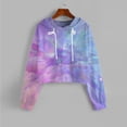 thumbnail image 2 of Sweatshirts for Women Winter Fall Oversized Hooded Long Sleeve Bubble Cold Shoulder Hoody Gradient Print Leisure Cotton Hoodies Sweatshirts(Dark Blue,XL), 2 of 5