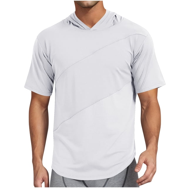 Plebaso Chandails à Manches Courtes pour Hommes, T-Shirts Décontractés à Capuche, Chandail Léger d'Été pour Hommes