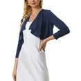 thumbnail image 4 of Unique Bargains Women's Open Front Drape 3/4 Sleeve Bolero Shrug Crop Cardigan XS Dark Blue, 4 of 6