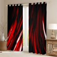 thumbnail image 2 of Manfei Neon Light Stripes Kitchen Curtains, Abstract Wavy Line Black Out Curtains Pack of 2 (42x63 Each), Red Black, 2 of 6