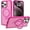 Rose, variant on Compatible with iPhone 15 Case with Invisible Magnetic O-Ring Stand Military-Grade Translucent Case for iPhone 15 6.1" [Compatible with MagSafe][Great Grip Feeling], Rose