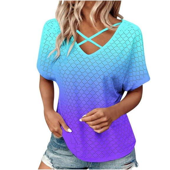 Summer Tops for Women Womens Crew Neck Tshirt Womens Short Sleeve Shirt Women's Tops Womens Summer Tops Clearance Under 5