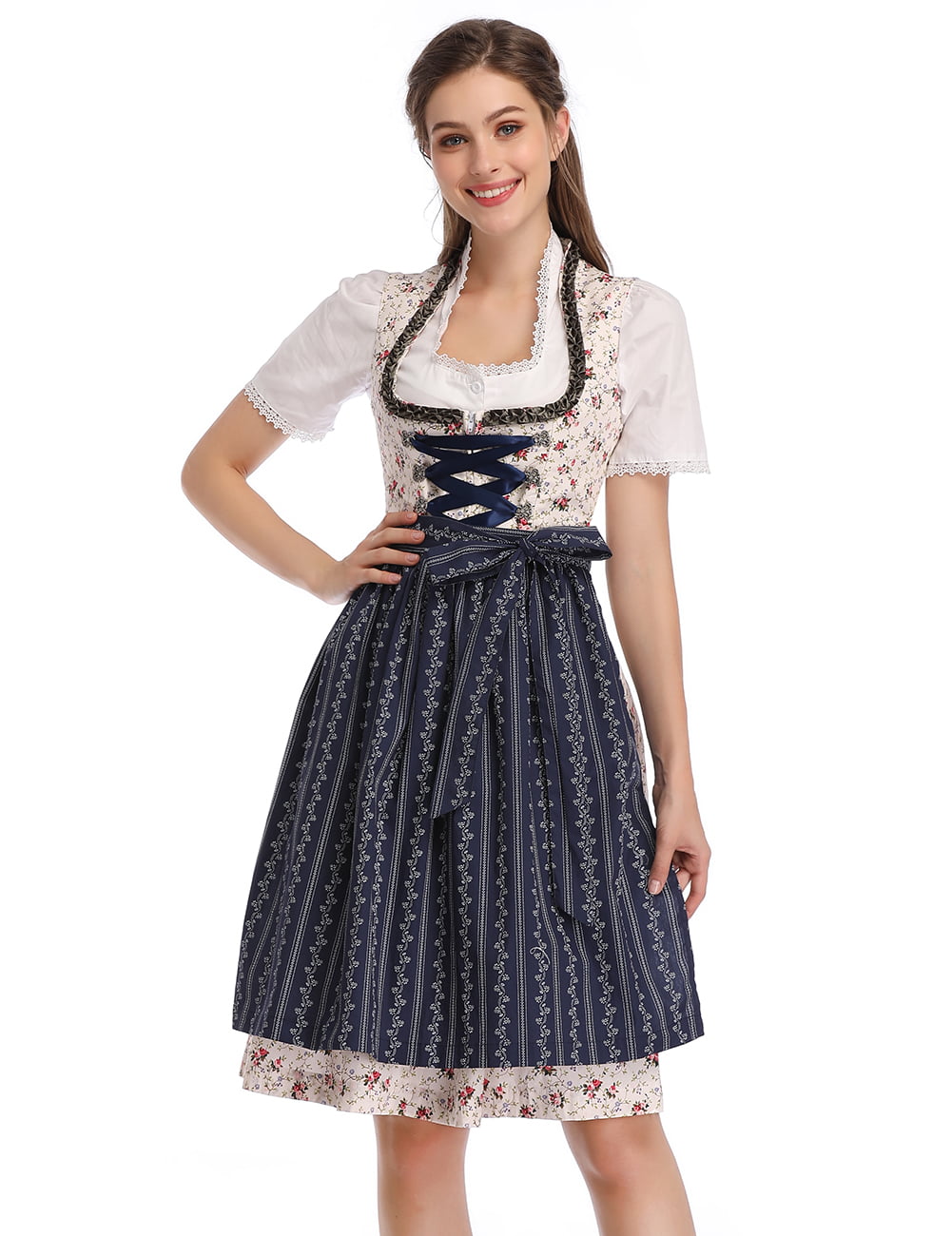 Women&amp;#39;s 3-Piece Vintage Floral German Bavarian Oktoberfest Dirndl Dress ...