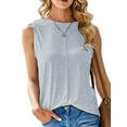 thumbnail image 3 of Fashion Women Sleeveless T Shirts Summer Beach Tank Tops Vest Ladies Loose Kaftan Tunic Blouse PLus Size Light Gray M, 3 of 6