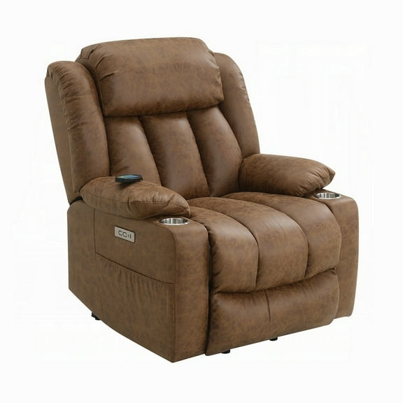 Mario Power Recliner Lift Chair, Heating Massage, Brown Faux Leather