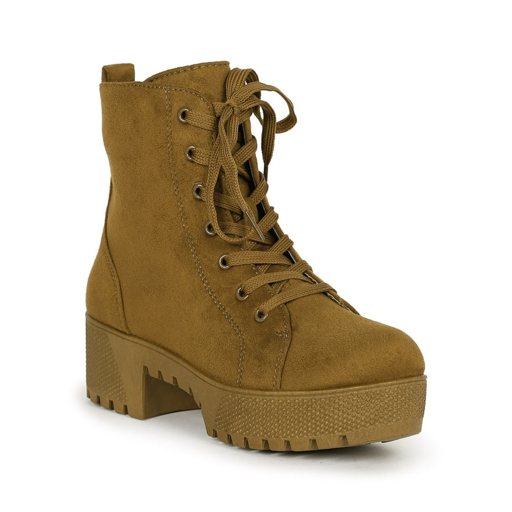 beige platform combat boots