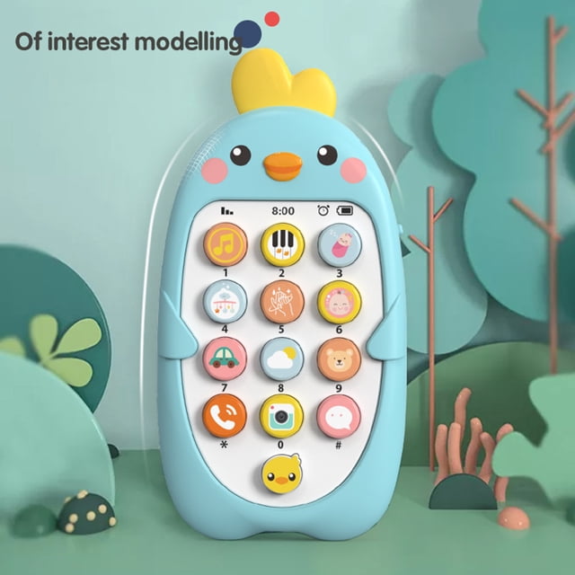Teléfono móvil electrónico para bebés, juguete de silicona para niños, regalo de vacaciones (azul)