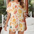 thumbnail image 2 of Delicious Pizza Burger Women's Ruffle Short Sleeve Tops And Shorts Cute Peeps Bunny Pajamas Sets, 2 of 7