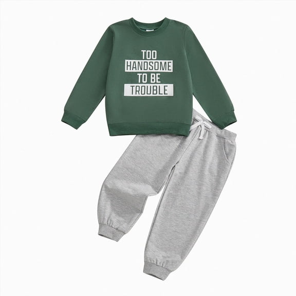 Gerichy Boy Clothes Winter Toddler Baby Boy Outfit Sweatshirt Top Pants 2Pcs Set 6 9 12 18 24 Months 2T 3T Little Boys Fall Winter Warm Clothes