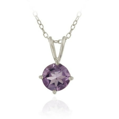 

STAFIH Sterling Silver 1.2ct TGW Amethyst 7mm Round Solitaire Pendant 18