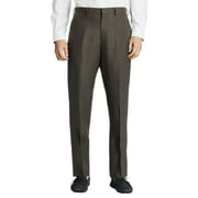 New Brooks Brothers Mens Taup Brown Regent Linen Flat Front Pants 34R Regular 8625-3