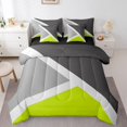 thumbnail image 1 of YST 7-Piece Bed in a Bag Comforter Set, Geometric Triangle Pattern, Full Size, Lime Green and Gray, Soft Microfiber, 1 of 5
