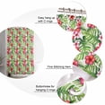 thumbnail image 6 of Tropical Leaves Waterproof Fabric Shower Curtain, Summer Green Pink Flower Floral Shower Curtain for Bathroom Curtains Bathtubs Hotel Washable Shower Curtains with 12 Hooks Standard 72x72, 6 of 6
