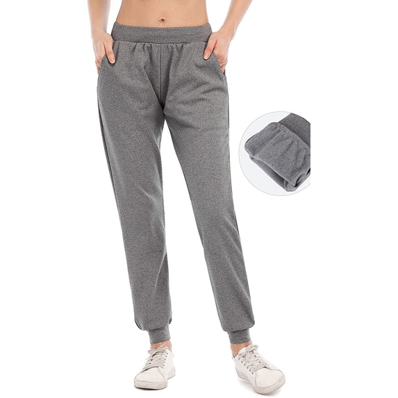Women's Fleece Joggers Sweatpants Tapered Lounge Pants Soft Stretch Warm Fleece Pants with Pockets