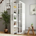 thumbnail image 4 of 70" Tall Kitchen Pantry Cabinet, Wood Cupboard with Glass Door, Pull-Out Shelves, Narrow Liquor Cabinet with Wine Rack, Glass Holders, for Living Room, 4 of 9