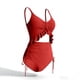 thumbnail image 4 of Tankini de moda para mujer, color sólido con cojín en el pecho y sin soporte de acero, traje de baño holgado con cordón dividido, traje de baño de dos piezas para mujer, trajes de baño tankini para mu, 4 of 7
