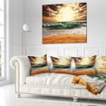 thumbnail image 2 of Designart Raging Green Waves At Sunset - Seashore Throw Pillow - 18x18, 2 of 4