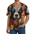 thumbnail image 1 of Fotbe Cute Colorful Flower French Bulldog Camisa Estampada de Manga Corta para Hombre, Casual de Verano, Estilo Playero, Sin Arrugas-X-Large, 1 of 5