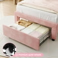 thumbnail image 6 of EliteEdge Twin Upholstered Smart LED Bed Frame with Adjustable Bear Headboard, Storage Drawer, Pink Velvet Platform Bed for Kids/Girls, Wooden Slats Support, No Box Spring Needed, Pink, 6 of 8