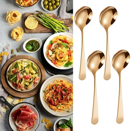 

Zhaox Clearance Round Spoon 304 Stainless Spoon Fork Household Cute Small Soup Spoon Thick Round Bottom Eating Spoon Stainless Steel Bowl