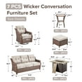 thumbnail image 4 of Bellefurn Luxury High Back Outdoor Furniture Set with Fire Pit Table and Swivel Rocker Chair,Couch,2 Ottomans and Side Table,7 PCS Wicker Outdoor Conversation Sets for Porch,Deck,Garden, 4 of 13