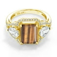 thumbnail image 2 of Gem Stone King 18K Yellow Gold Plated Silver Brown Tiger Eye Ring for Women (3.79 Cttw, Emerald Cut 10X8MM, Gemstone, Size 7), 2 of 4