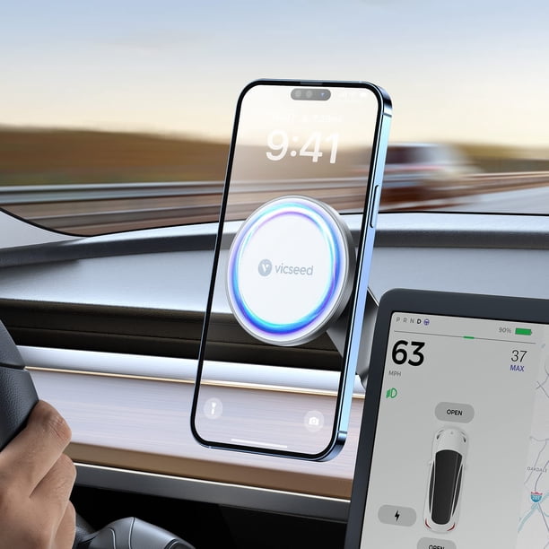 VICSEED Soporte para teléfono Tesla, potencia magnética más fuerte, soporte plegable oculto para teléfono Tesla, apto para todos los teléfonos Tesla Modelo 3 Modelo Y para soporte de coche MagSafe Acc