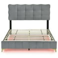 thumbnail image 3 of Velvet Queen Bed Frame, ONE PIX Platform Bed with LED Frame and Stylish Mental Bed Legs, Gray, 3 of 8