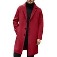 thumbnail image 3 of Trench Coats for Men Winter Casual Slim Fit Notched Collar Corduroy Jacket Overcoat One Peacoat Business Dress Coats with Pockets #01 Red, Size XXXL, 3 of 5
