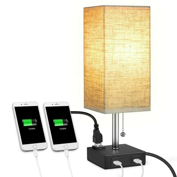 Table Lamp Bedside Desk Lamp - 2 USB charging Ports - Walmart.com - Walmart.com