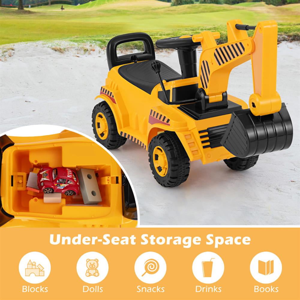 Resenkos Kids Ride on Excavator with Adjustable Shovel-Yellow