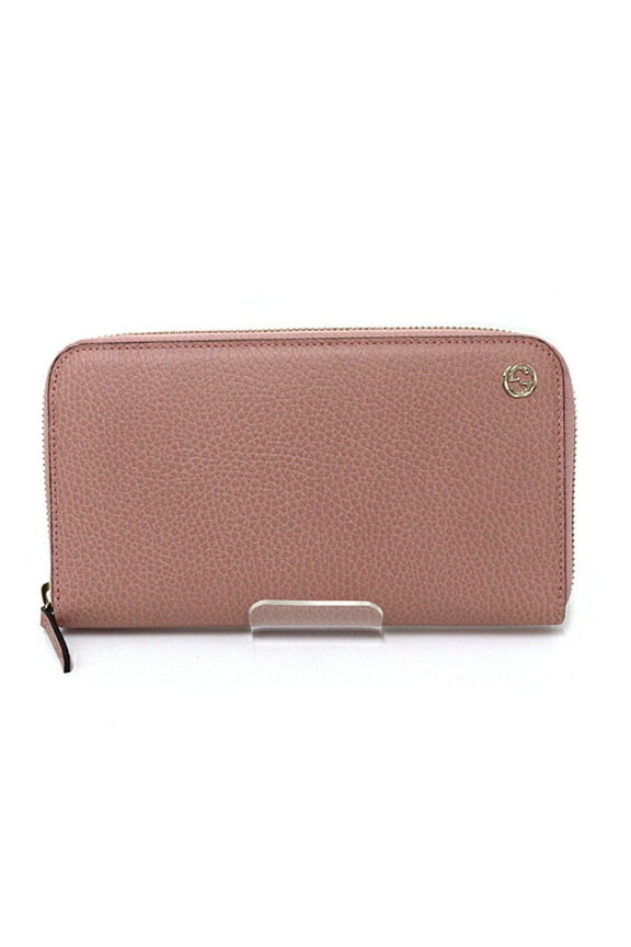 Pre-Owned GUCCI Interlocking G Zip Around Wallet Long Outlet Leather 449347 Pink...