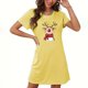 thumbnail image 2 of Camisón corto de talla grande para mujer, camisón de manga corta con estampado en el pecho, camisón corto, 2 of 3