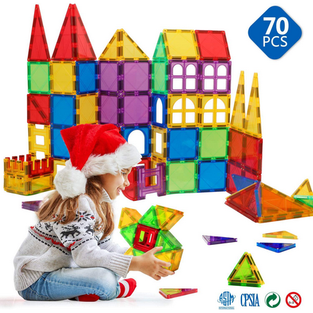 MAGBLOCK Magnetic Blocks - Magnetic Toys for Toddlers Kids Magnetic Building Blocks Preschool Magnet Set Magnetic Stem Toys 70 Pieces
