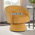 thumbnail image 6 of Rayne Swivel Accent Chair- Yellow Corduroy- Round Metal Swivel Base, 6 of 6