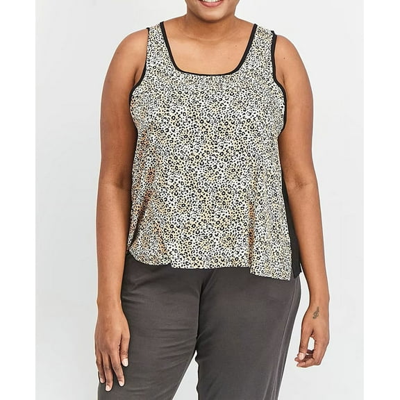 Kensie Plus Size Animal Print Woven Sleep Tank - 3X