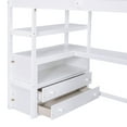 thumbnail image 6 of Euroco Modern Wood Twin Size Loft Bed with Desk, Shelves and Drawers for Kids Teens, White, 6 of 15