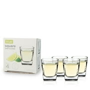 True Square Shot Glasses, Reusable shot glasses, Perfect for Whiskey, Vodka, and Tequila, Party Shot Cups, Set of 4, 1.5 oz.