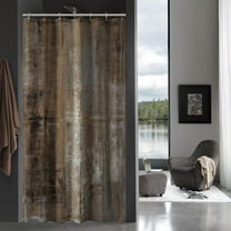 Small Stall Shower Curtain Set 36 x 72, Brown Ombre Half Size Shower Curtain, Geometric Narrow Shower Curtain for Bathroom Decor, Rustic Wood 36 inch Fabric Shower Curtain