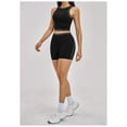 thumbnail image 2 of PISONIC Women Two Piece Workout Sets Color Block Tank Top and High Waist Shorts Gym Yoga Active Set, 2 of 6