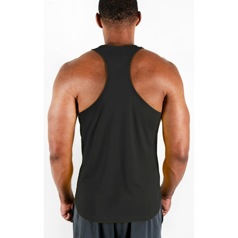 DEVOPS 3 Pack Men's Y-Back dry Fit Muscle Gym Workout Tank Top (3X-Large,  Black/Charcoal/Red) 