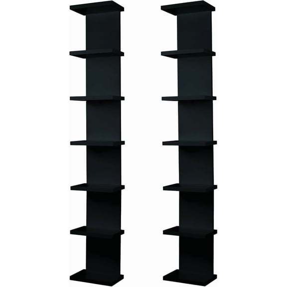 2 Pack 7 Tier Wall Shelf Unit - Lack Floating Shelf, Compact Display Floating Shelf, Vertical Column Wall Decor Mount Floating Storage Organizer Tall Tower Shelf for Bedroom, Living Room